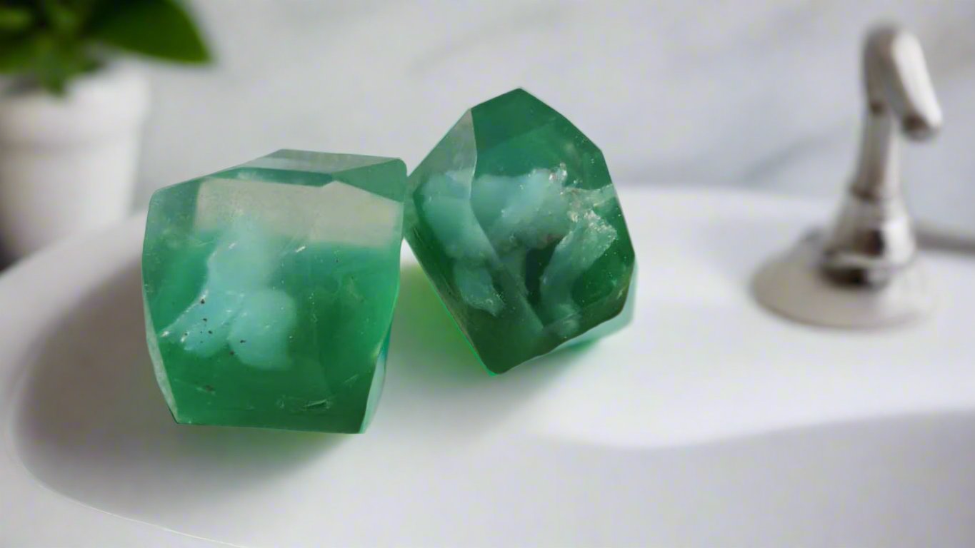 2 Emerald Lime Gem Soaps