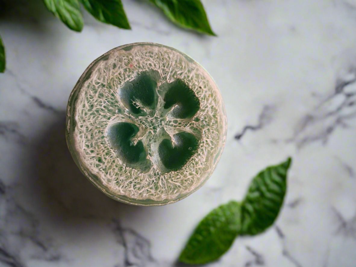 Melon Glycerin Luffa Soap green