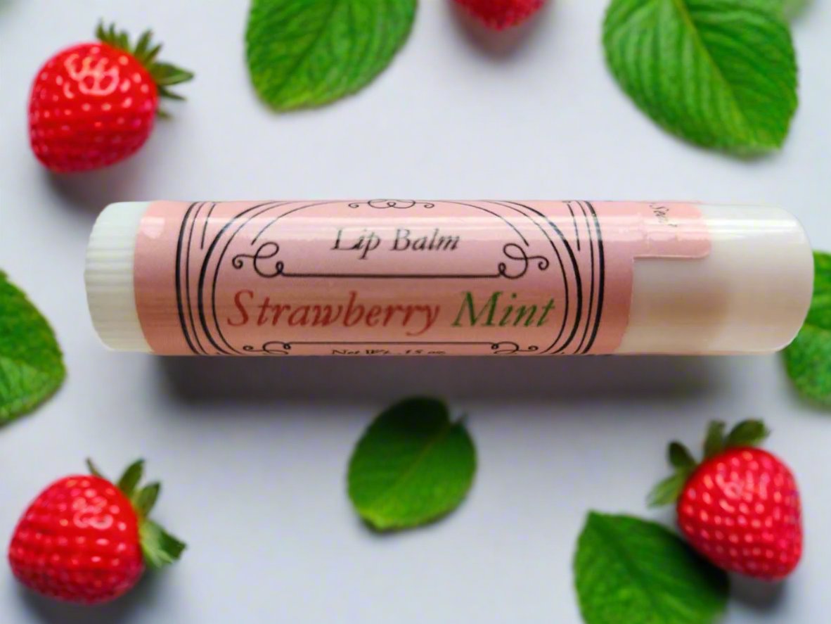 Strawberry Mint Lip Balm made by Montana Goat Milk Soap