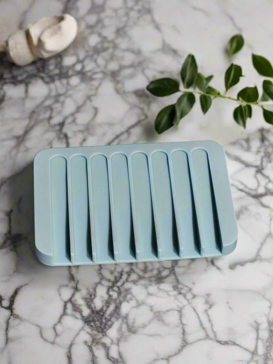 Turquoise silicone self-draining soap saver