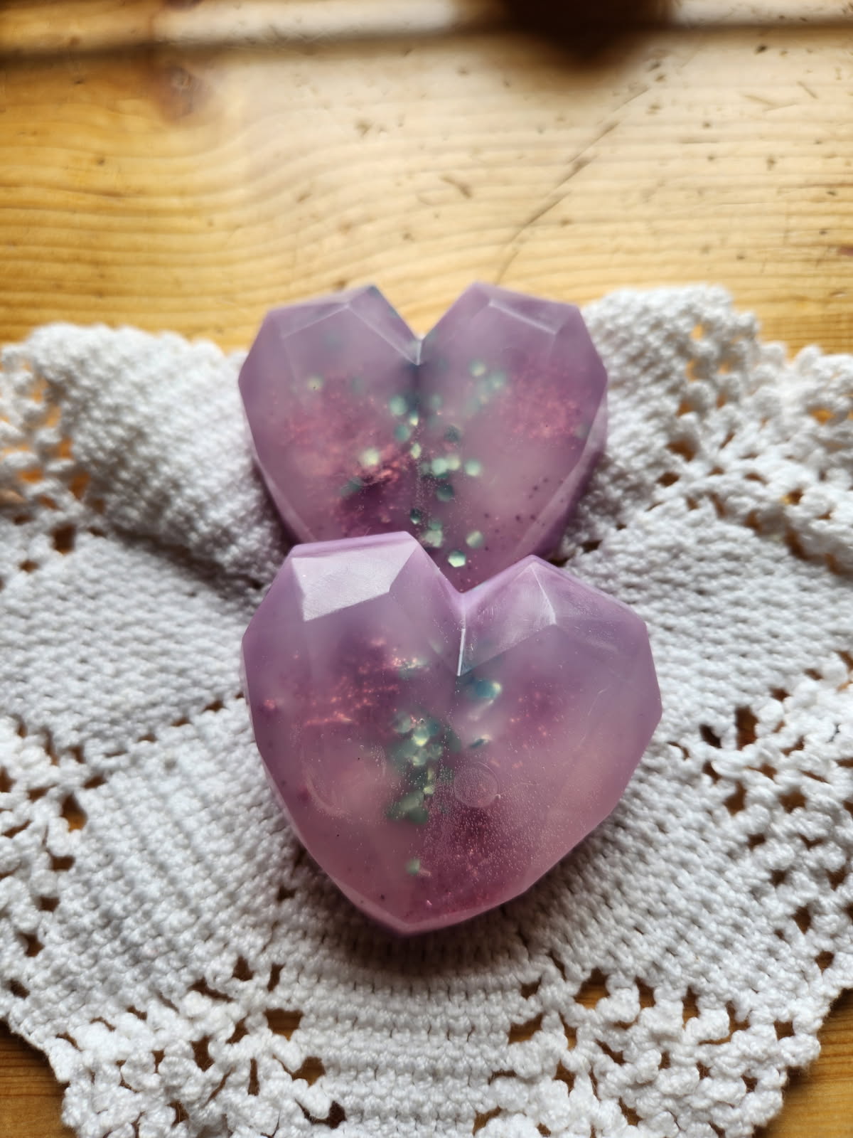 Lavender Crystal Heart Eco-glitter Soaps