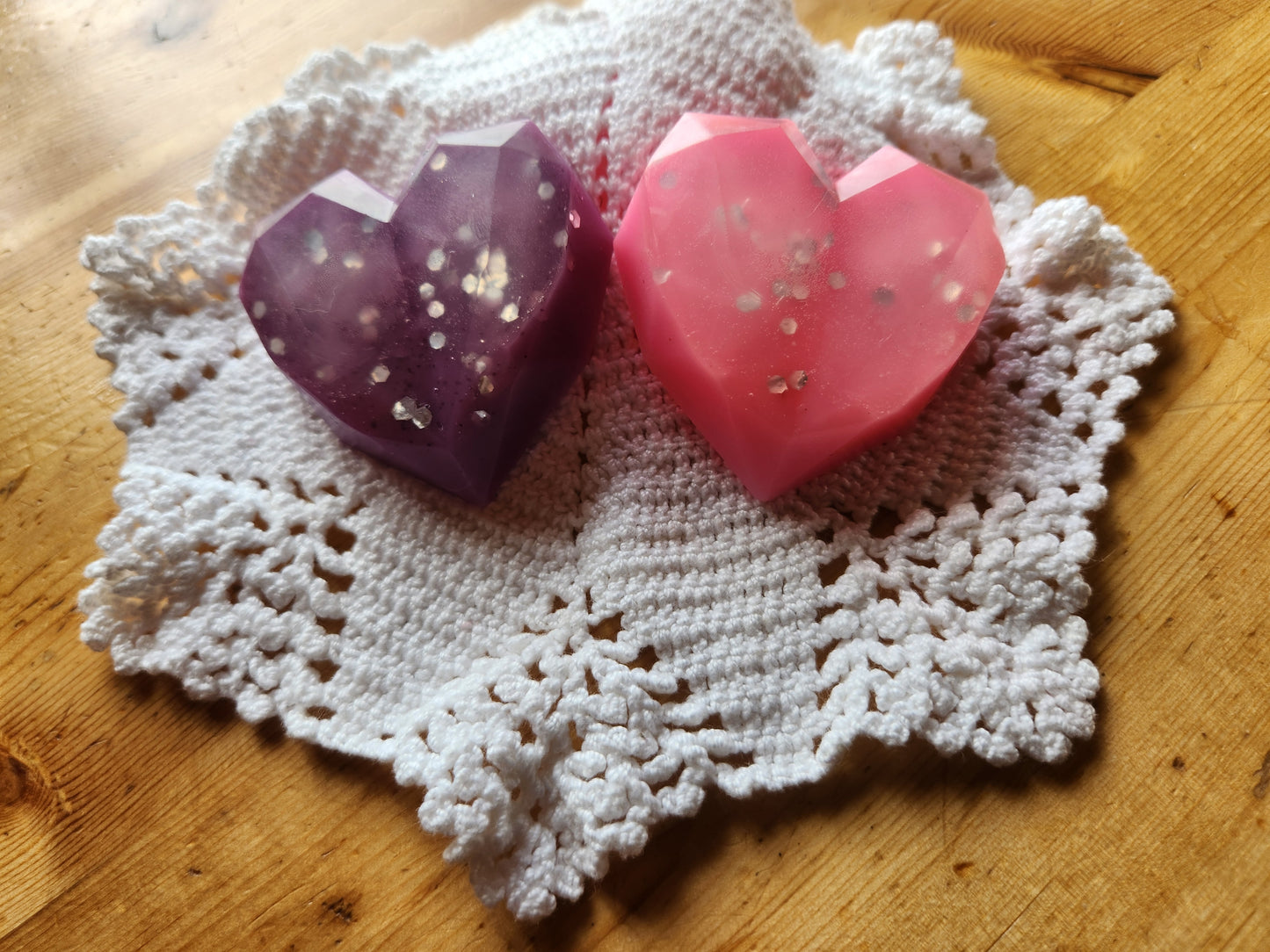Lavender Crystal Heart Eco-glitter Soaps
